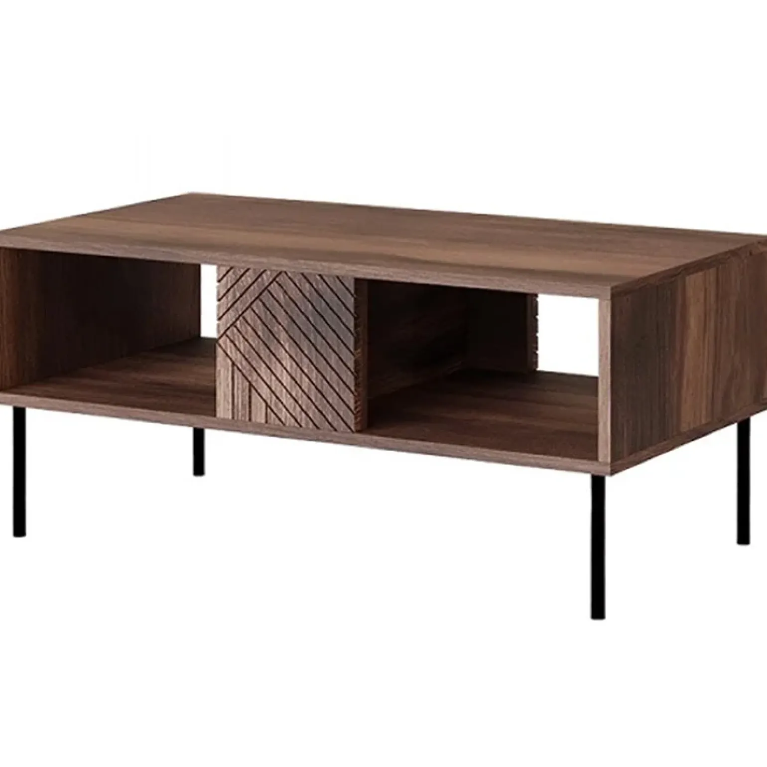 Tavolino da salotto 100x46cm noce scuro con frontali serigrafati Savanna