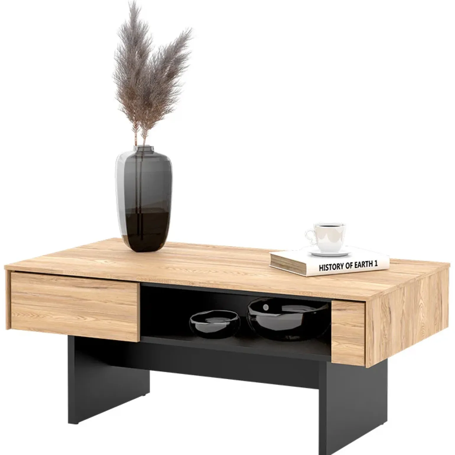 Tavolino da salotto 110x46cm rovere nero Alabaster