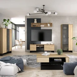 Tavolino da salotto 110x46cm rovere nero Alabaster