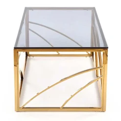 Tavolino da salotto 120x60cm vetro acciaio cromato oro Cuvel Gold