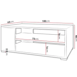 Tavolino salotto 100x65cm design moderno 2 ante bianco Pastello