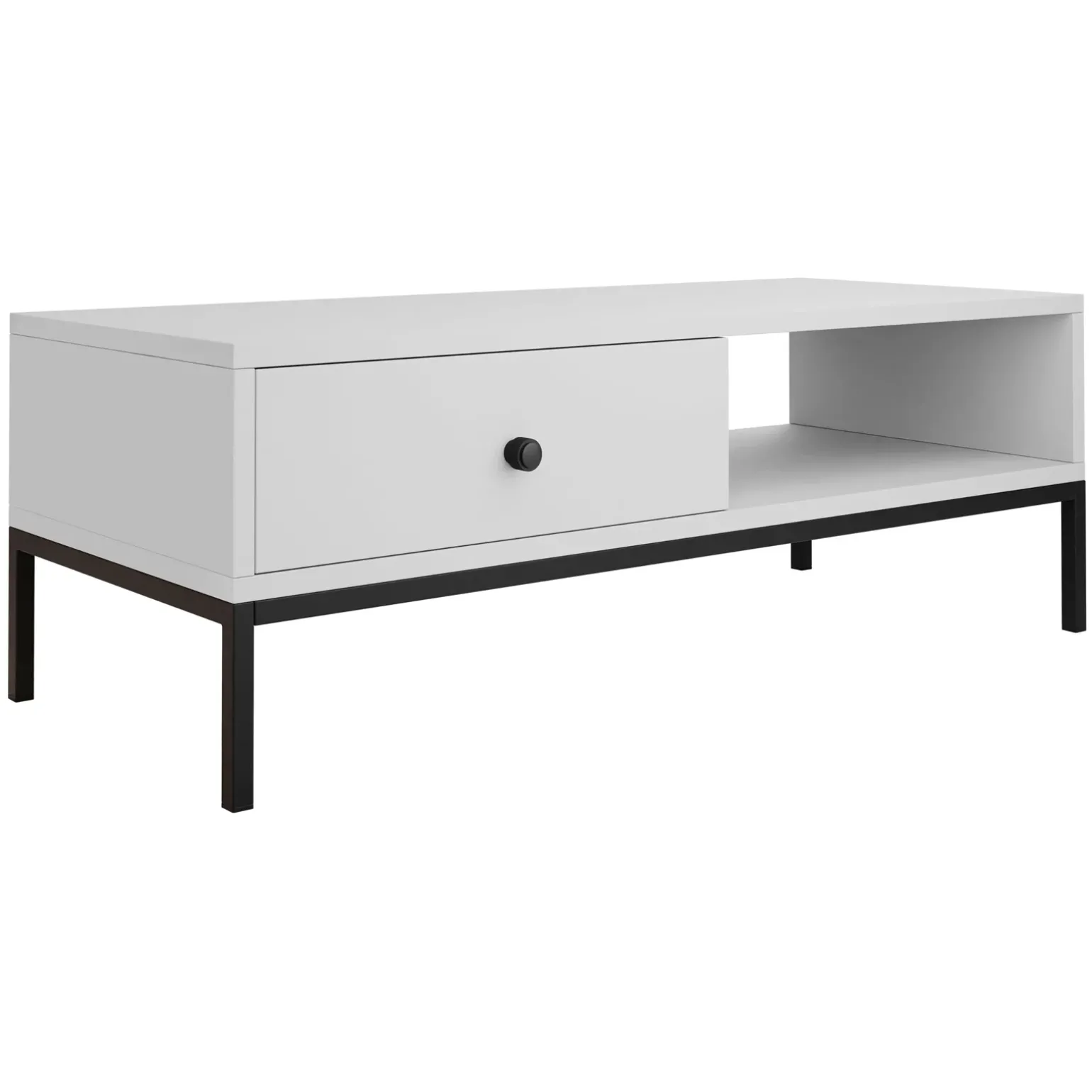 Tavolino salotto 90x50cm design moderno bianco Pollon