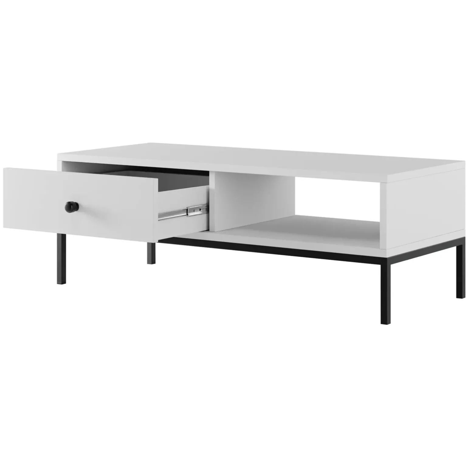 Tavolino salotto 90x50cm design moderno bianco Pollon