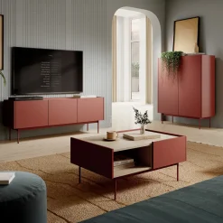 Tavolino salotto 97x65cm design moderno rosso Passion