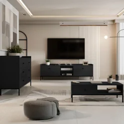 Tavolino salotto 90x50cm design moderno nero Pollon