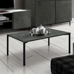Tavolino 55x90 cm da salotto rettangolare acciaio ossidato metallo Eral