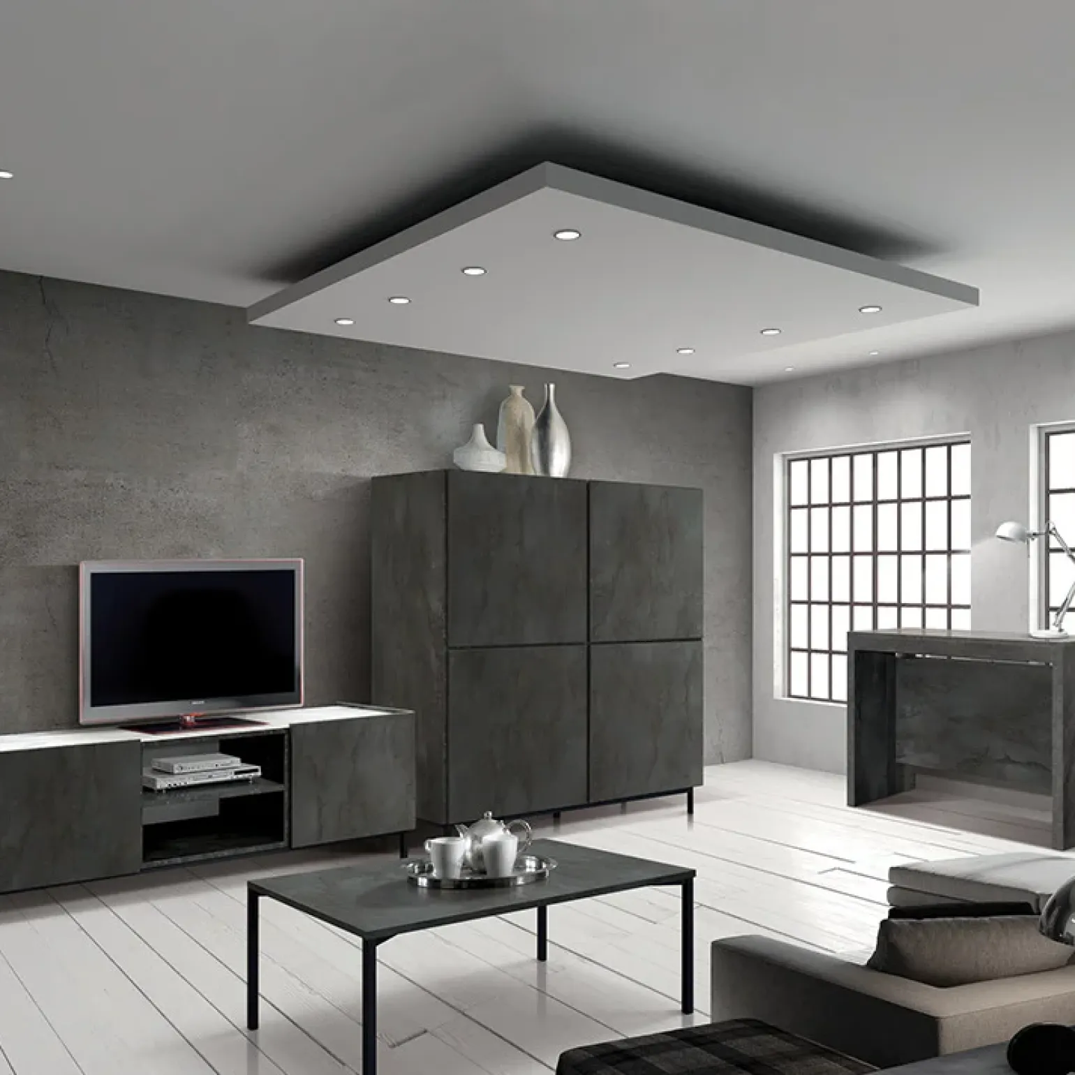 Tavolino 55x90 cm da salotto rettangolare acciaio ossidato metallo Eral