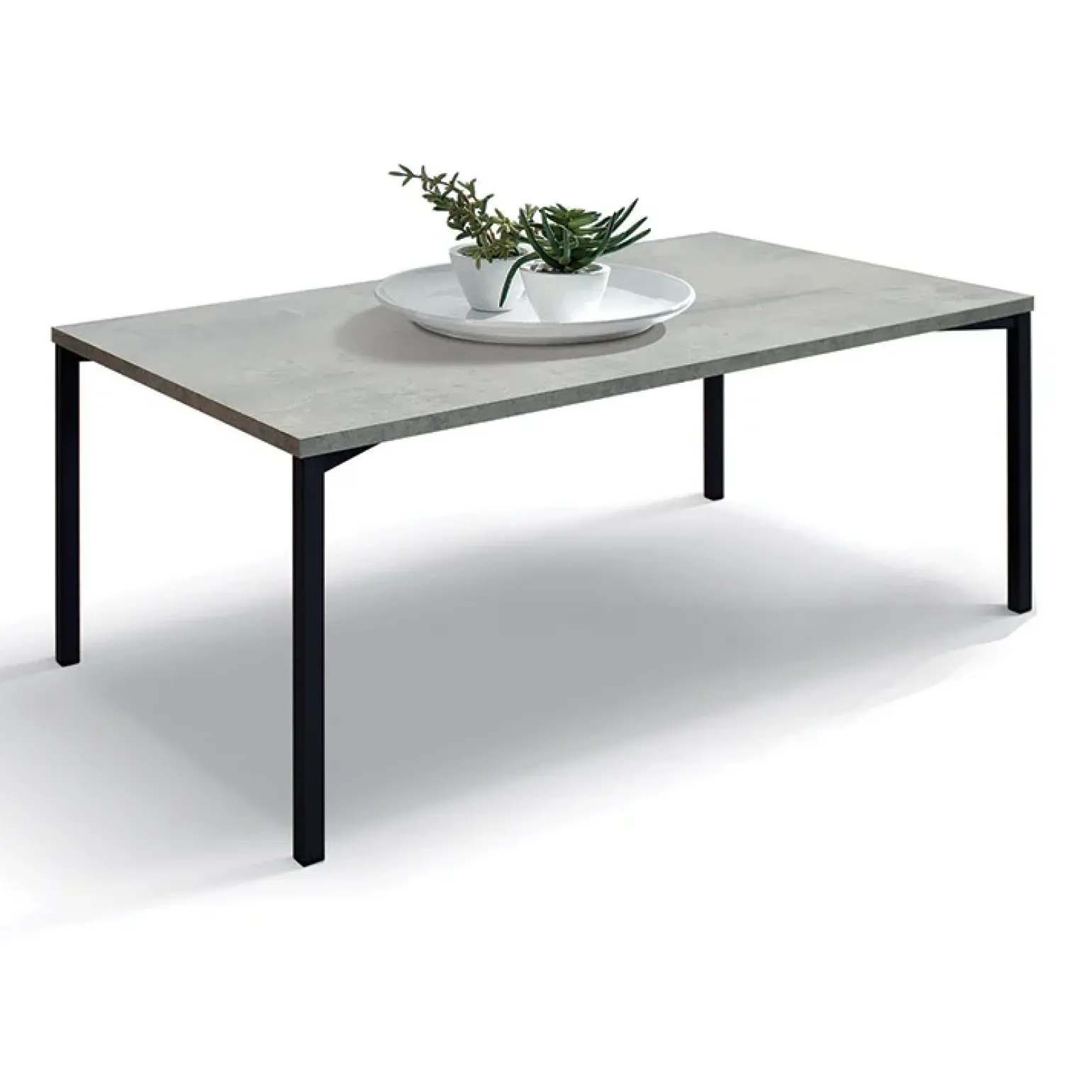 Tavolino 55x90 cm da salotto rettangolare grigio cemento metallo Blade