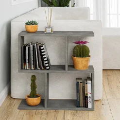 Tavolino 60x60cm da salotto con libreria design grigio antico Priocca