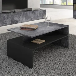 Tavolino 100x45cm da salotto design ossido e nero Emotion Gihome®