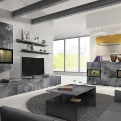 Tavolino 100x45cm da salotto design ossido e nero Emotion Gihome®