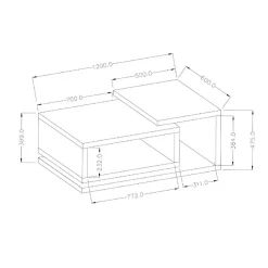 Tavolino 120x60cm da salotto design bianco cemento Megan Gihome®