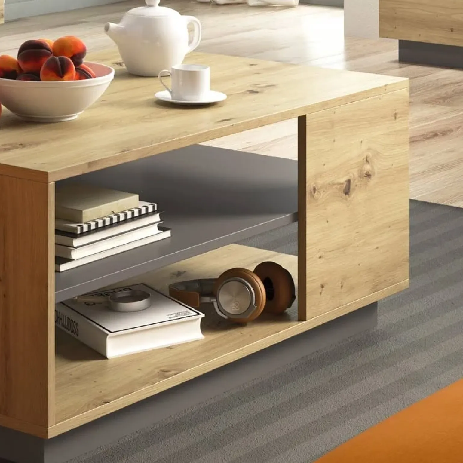 Tavolino 100x60cm da salotto moderno design rovere Noa Gihome®