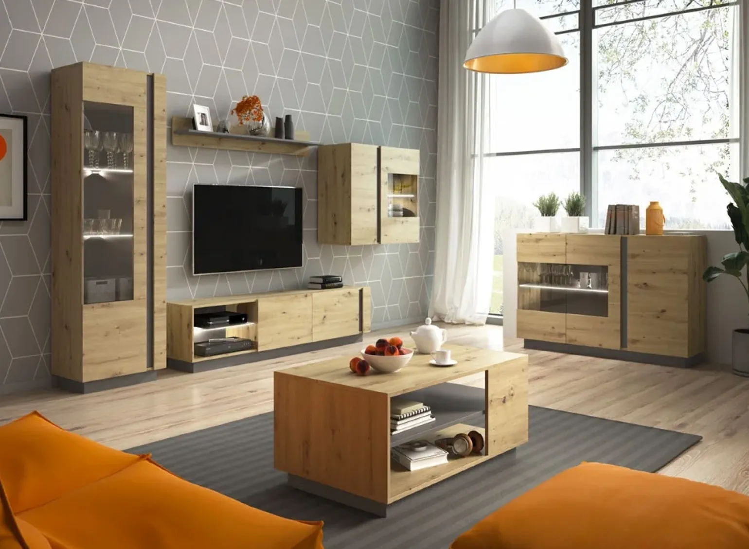Tavolino 100x60cm da salotto moderno design rovere Noa Gihome®