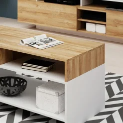 Tavolino 120x60cm da salotto moderno rovere bianco Blob