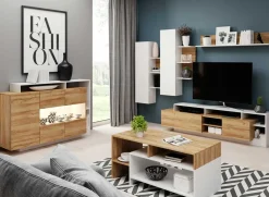 Tavolino 120x60cm da salotto moderno rovere bianco Blob