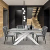 Tavolo 160/240 allungabile bianco effetto marmo metallo bianco Uragano