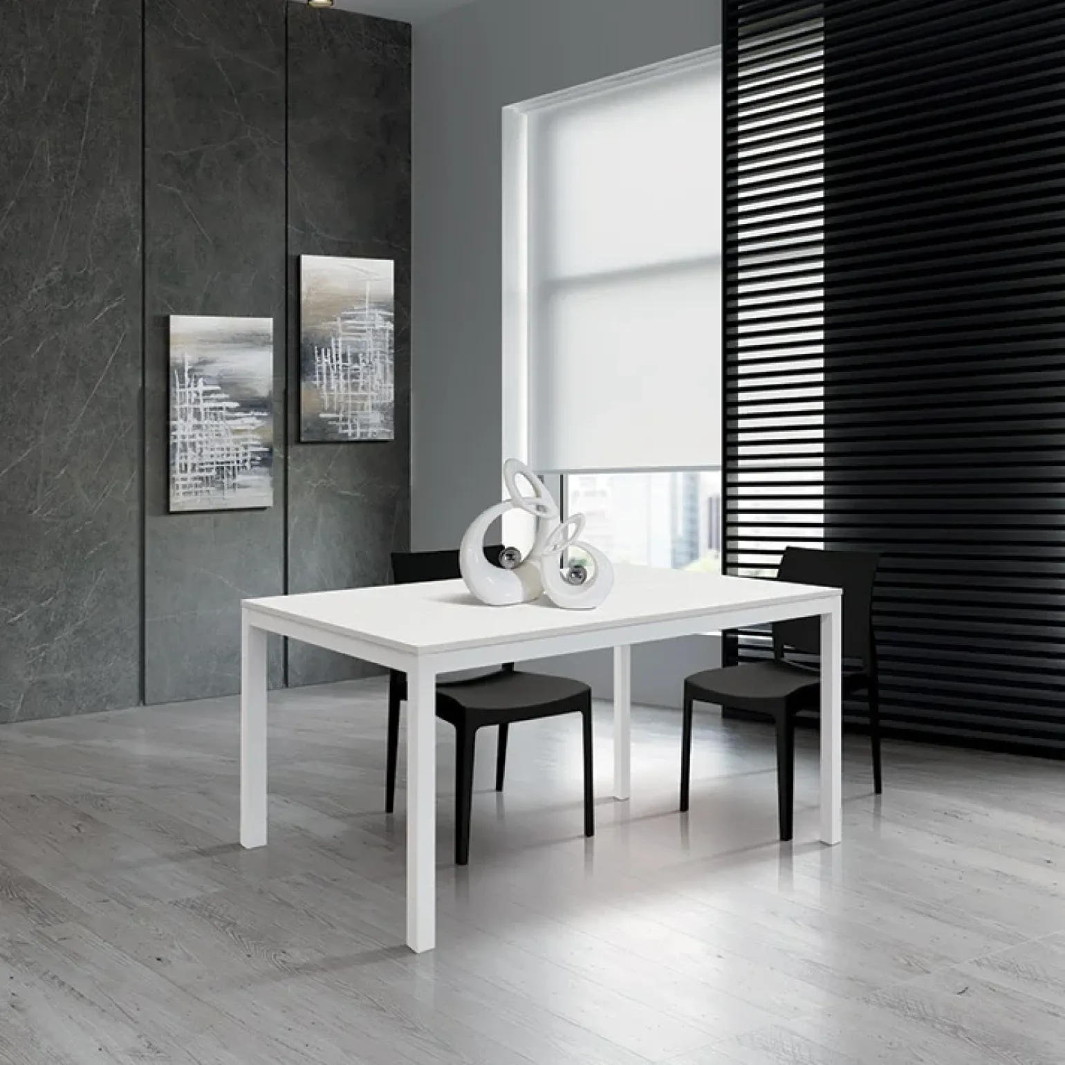 Tavolo 120/170 cm allungabile bianco frassinato metallo bianco Larkin
