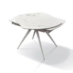 Tavolo 120/180 cm allungabile bianco effetto marmo metallo Globo