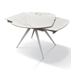 Tavolo 120/180 cm allungabile bianco effetto marmo metallo Globo