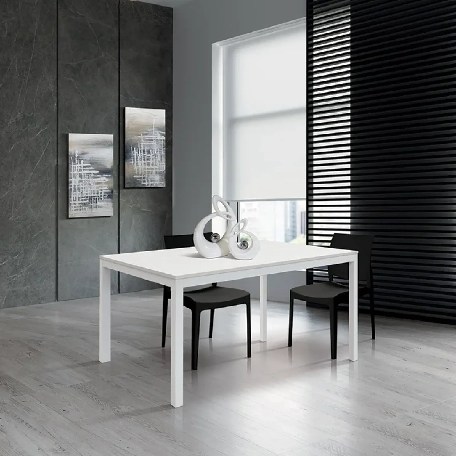 Tavolo 160/220 cm allungabile bianco frassinato metallo bianco Larkin