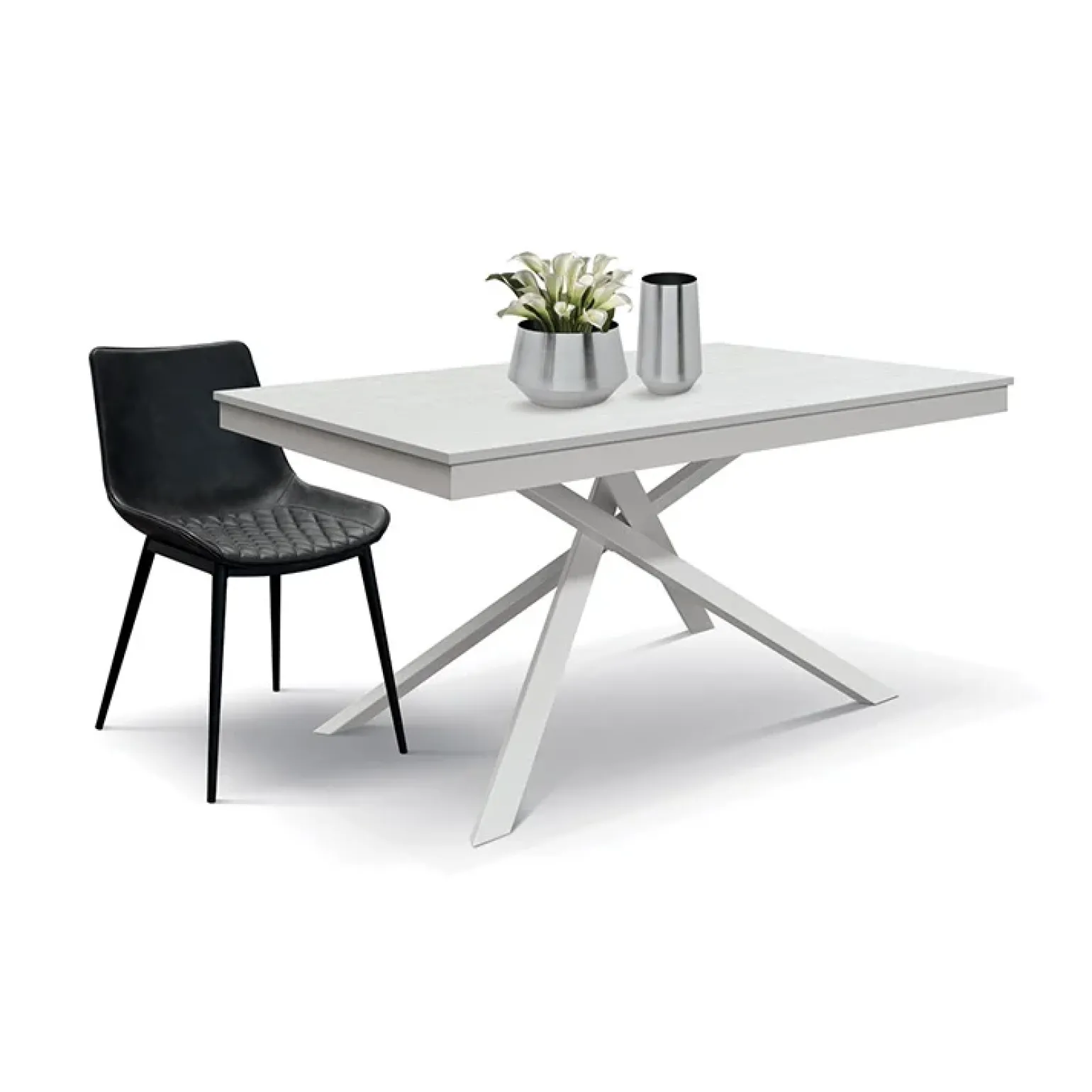Tavolo 120/170 cm allungabile bianco frassinato metallo bianco Velvet