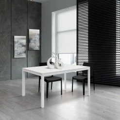 Tavolo 110/160 cm allungabile bianco frassinato metallo bianco Larkin