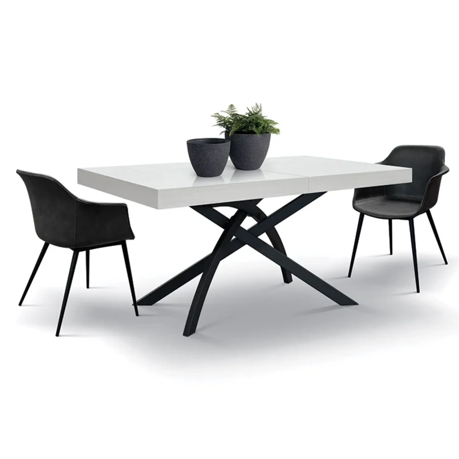 Tavolo 160/240 cm allungabile bianco frassinato metallo Otab