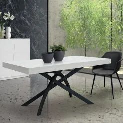 Tavolo 140/220 cm allungabile bianco frassinato metallo Otab