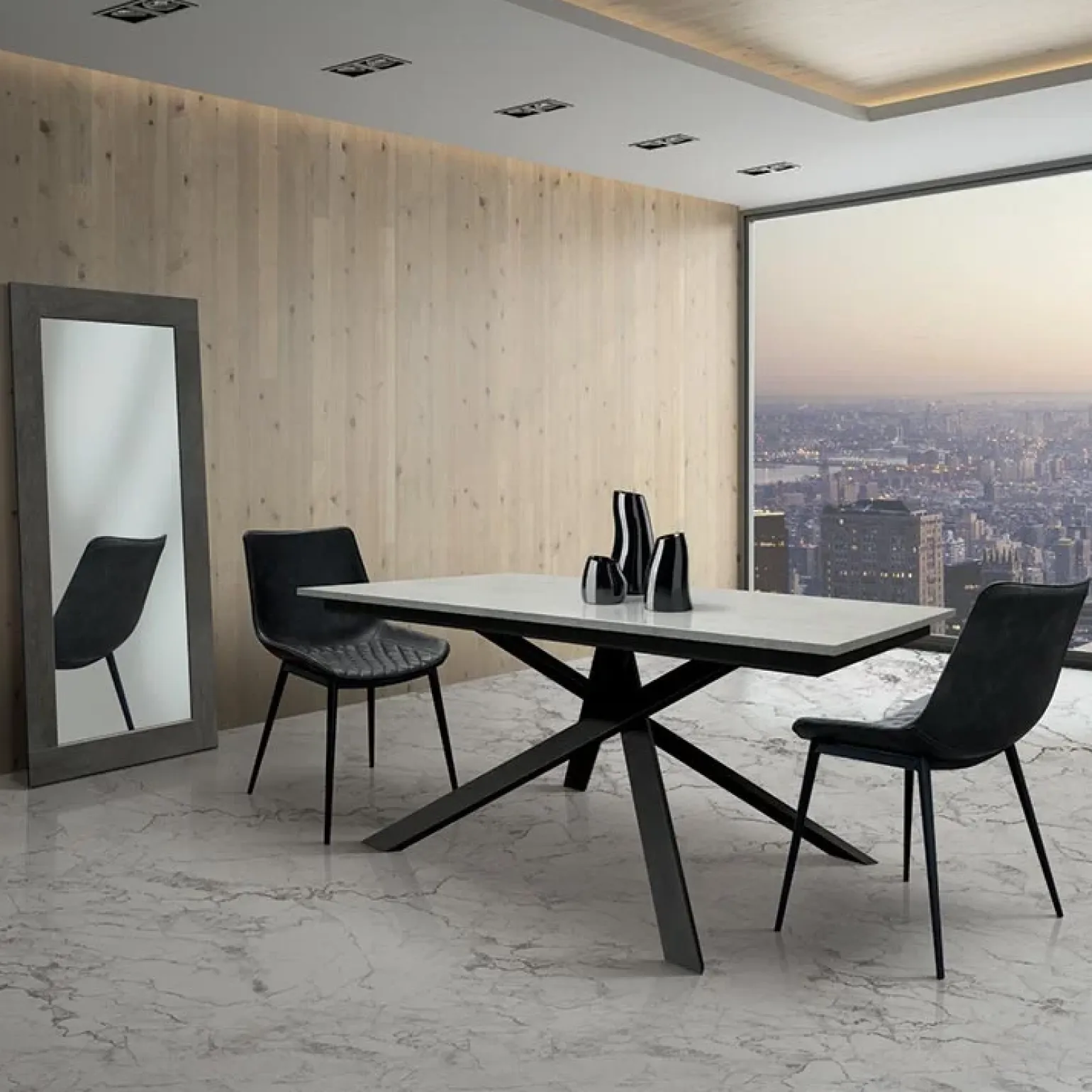 Tavolo 160/220 cm allungabile cemento metallo ossido Velvet