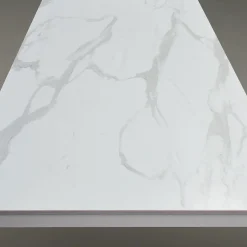 Tavolo 110/160 cm allungabile effetto marmo bianco metallo bianco Larkin