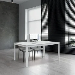 Tavolo 160/220 cm allungabile effetto marmo bianco metallo bianco Larkin