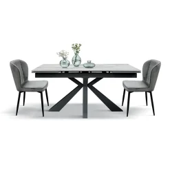 Tavolo 160/240 cm allungabile effetto marmo bianco antracite Mirage