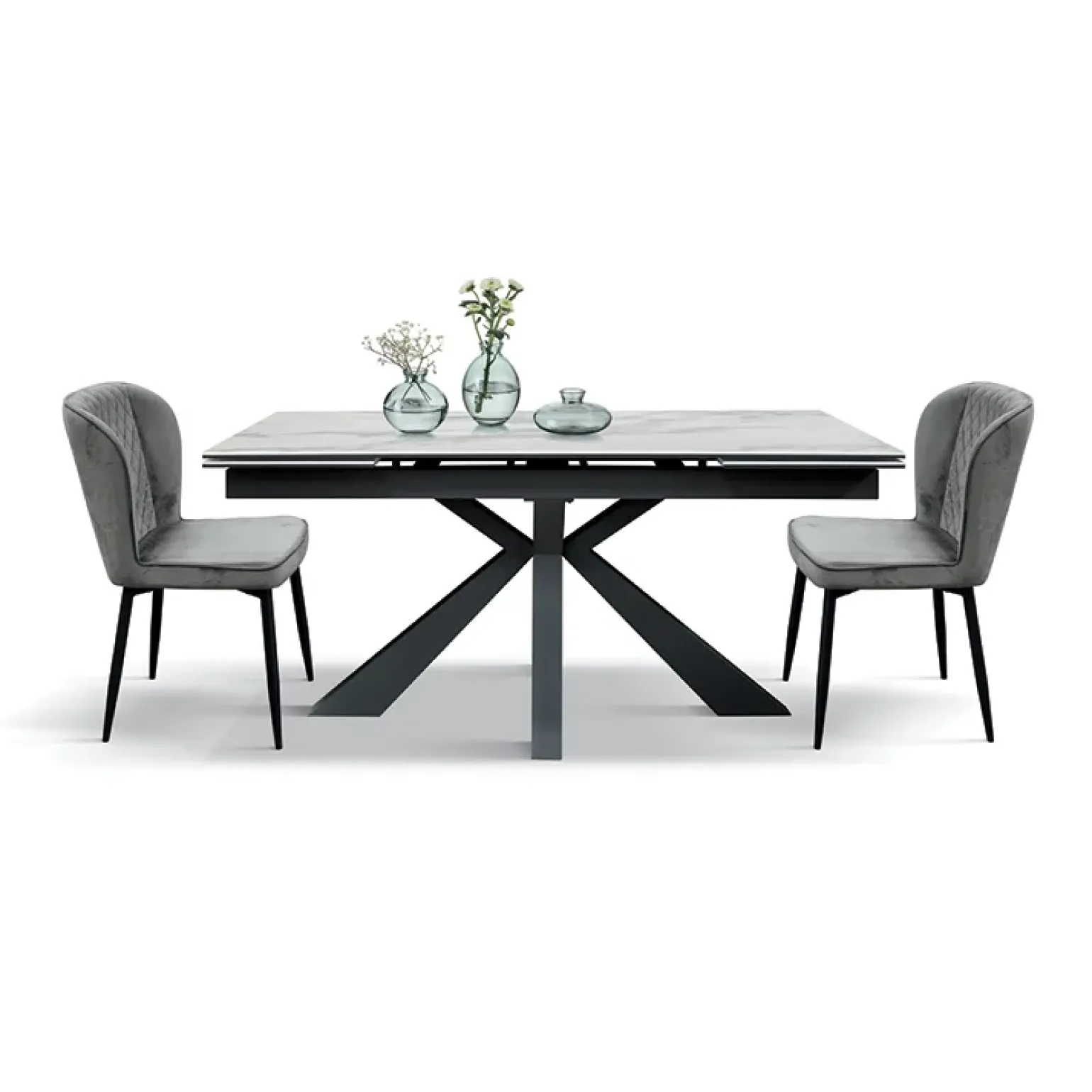 Tavolo 160/240 cm allungabile effetto marmo bianco antracite Mirage