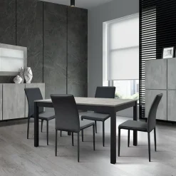 Tavolo 120/170 cm allungabile grigio cemento metallo Arex