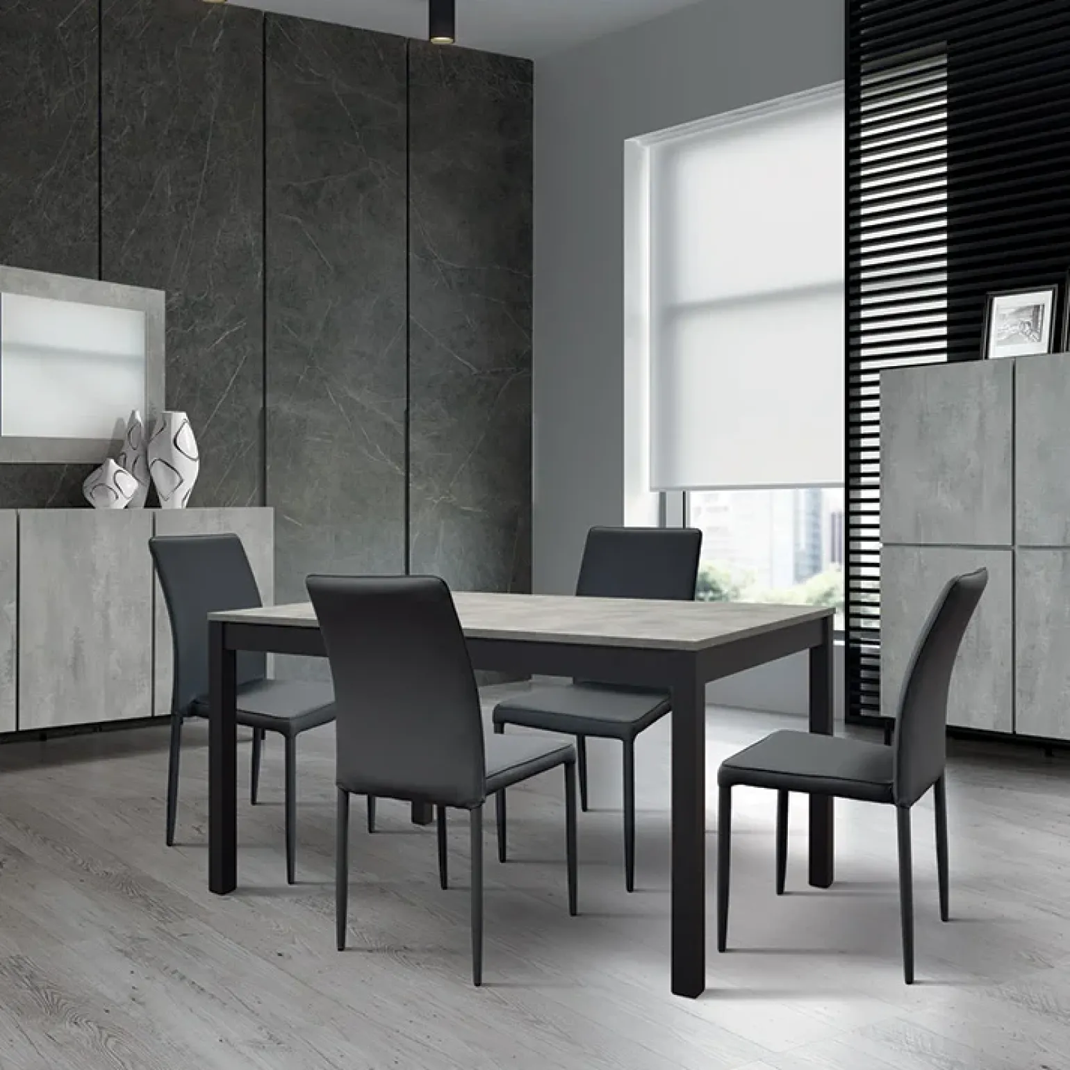 Tavolo 90/180 cm allungabile grigio cemento metallo Arex