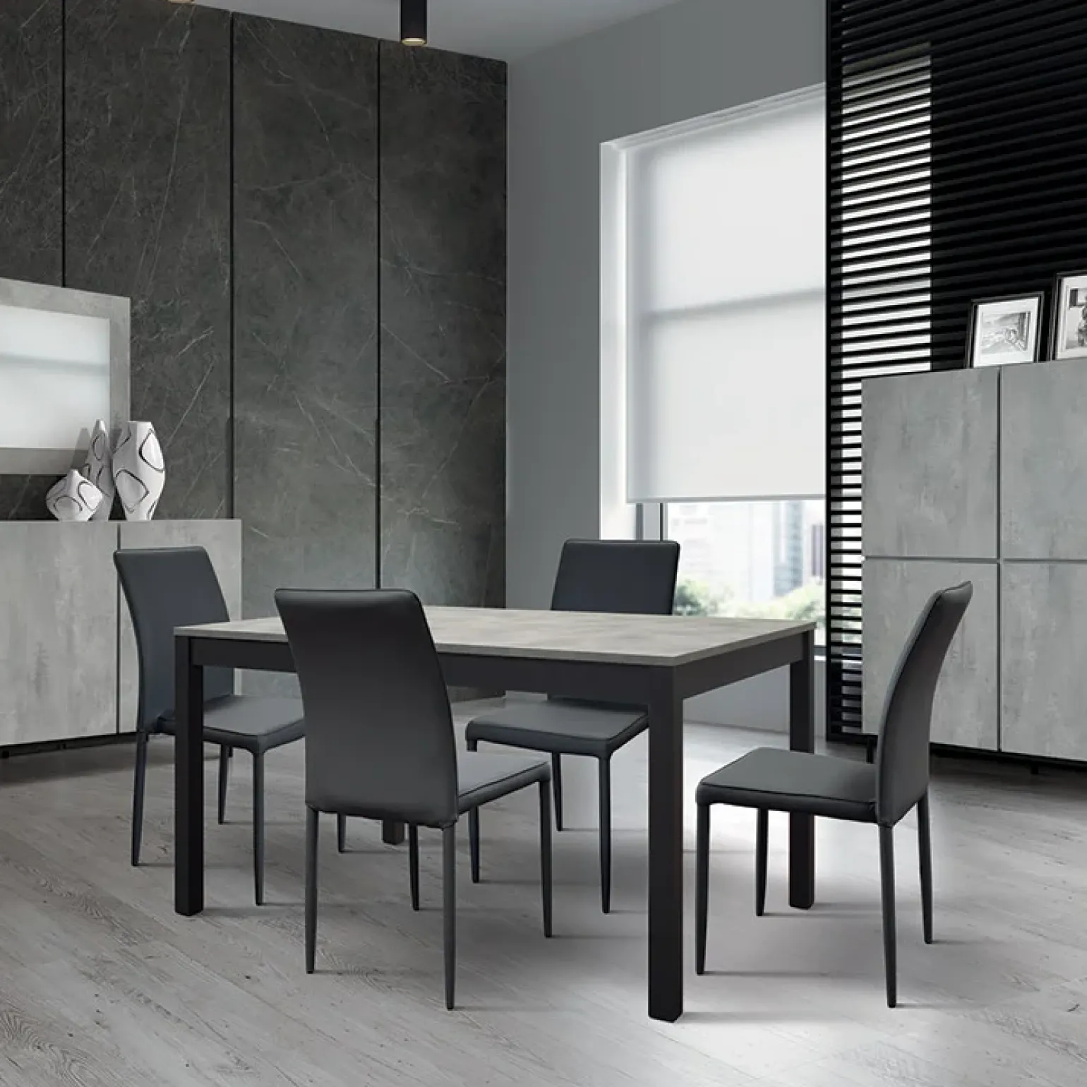 Tavolo 160/220 cm allungabile grigio cemento metallo Arex