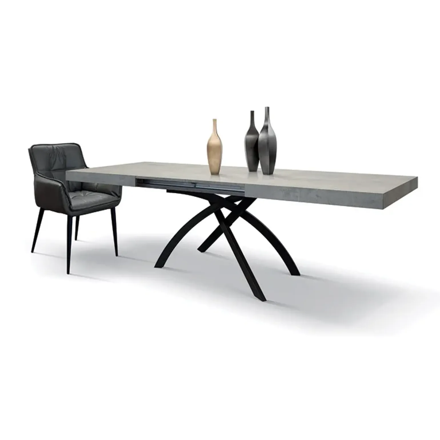Tavolo 140/220 cm allungabile grigio cemento metallo Otab