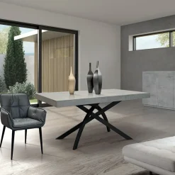 Tavolo 160/240 cm allungabile grigio cemento metallo Otab