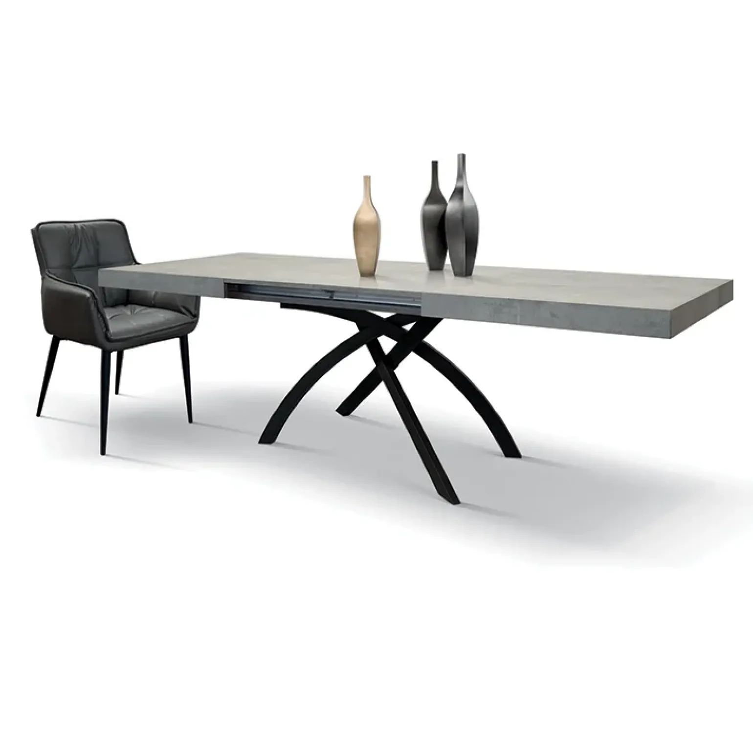 Tavolo 160/240 cm allungabile grigio cemento metallo Otab
