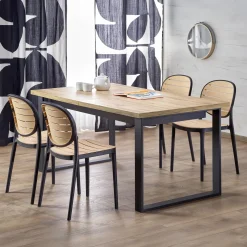 Tavolo allungabile 160/310cm da pranzo industrial rovere wotan nero Think