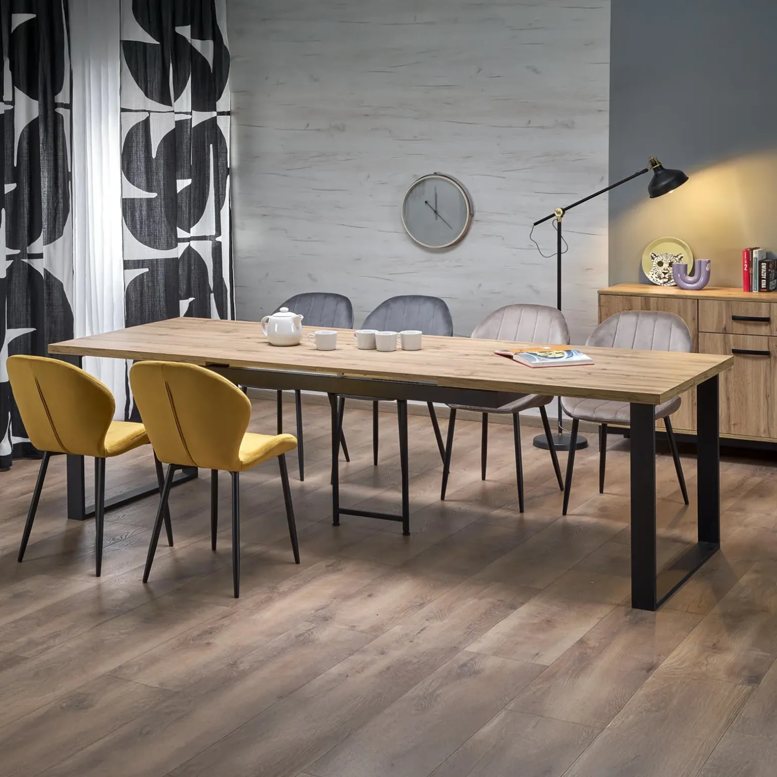 Tavolo allungabile 160/310cm da pranzo industrial rovere wotan nero Think
