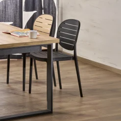 Tavolo allungabile 160/310cm da pranzo industrial rovere wotan nero Think