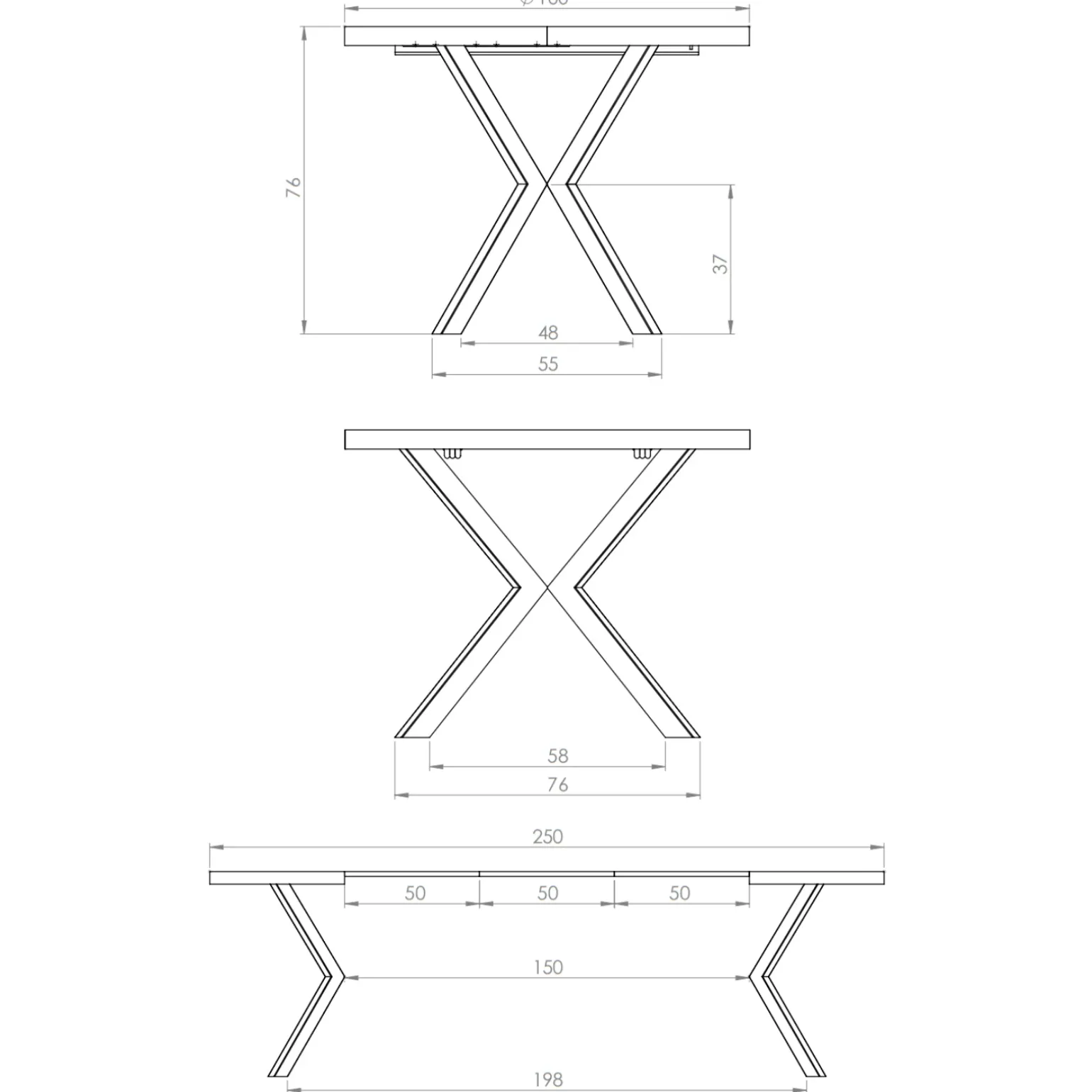 Tavolo allungabile 100/250cm da pranzo rovere dorato nero Agri