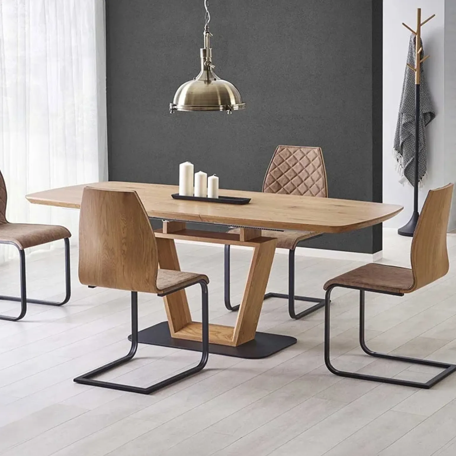 Tavolo allungabile 160/220cm da pranzo rovere dorato Peonia Gihome®