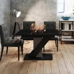 Tavolo allungabile 120/160cm moderno da pranzo nero effetto pietra Amilia