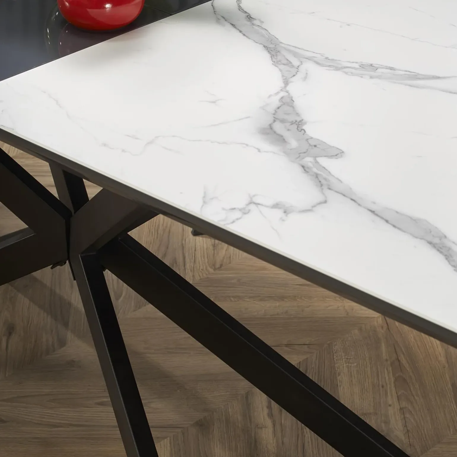 Tavolo allungabile 160/200cm moderno effetto marmo bianco nero Lennox