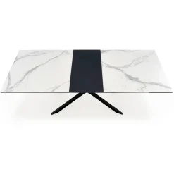 Tavolo allungabile 160/200cm moderno effetto marmo bianco nero Lennox