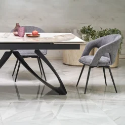 Tavolo allungabile 180/260cm moderno effetto marmo bianco nero Novellino