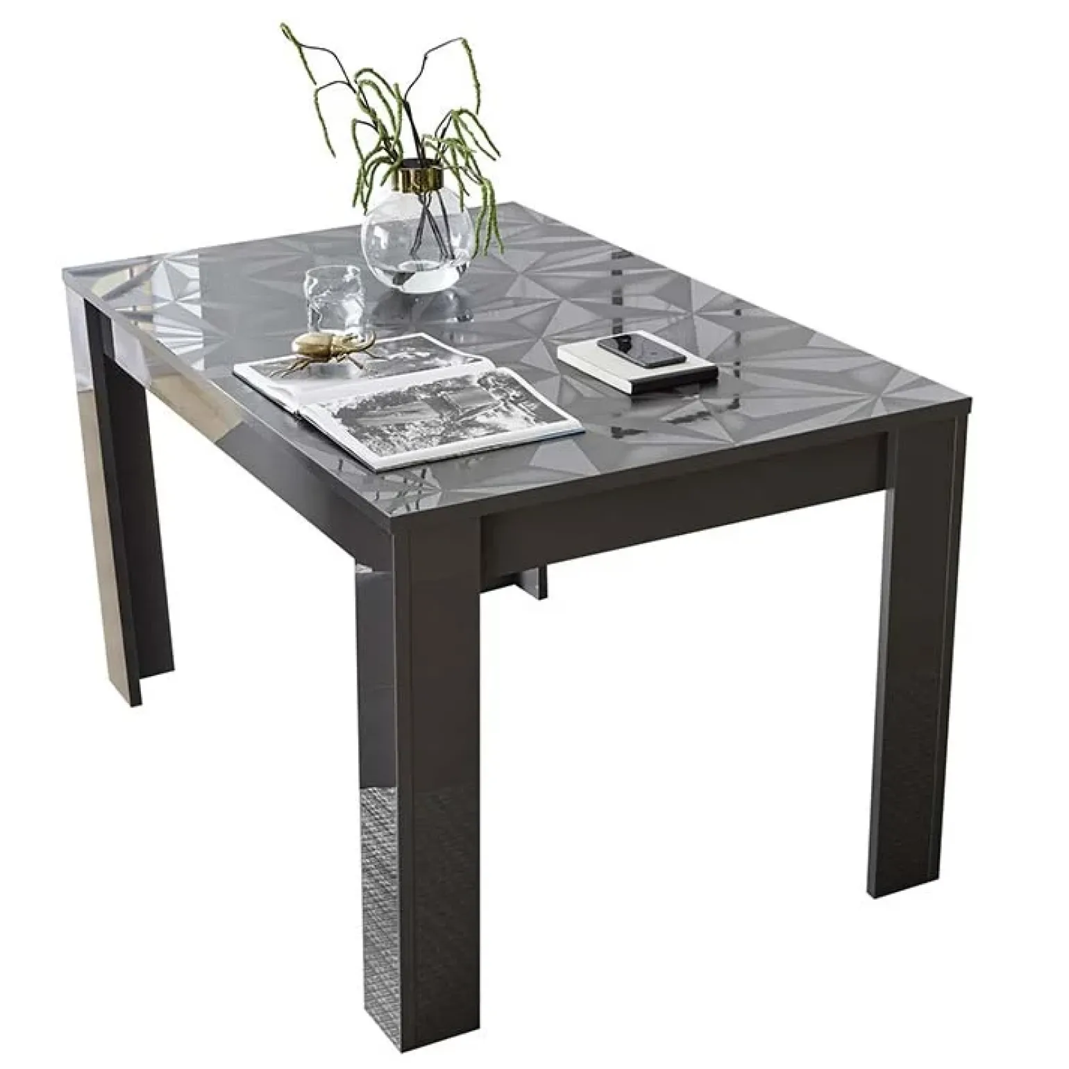 Tavolo allungabile 137/185cm moderno grigio con serigrafia Marvis